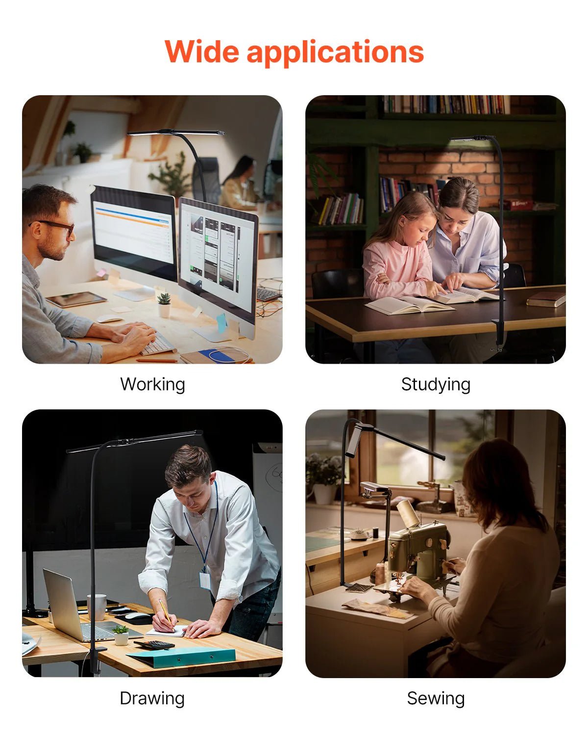 VEVOR Ultrawide Dual - Head LED Clamp Lamp | 360° Adjustable Task Light, a high - quality from 1Nook
