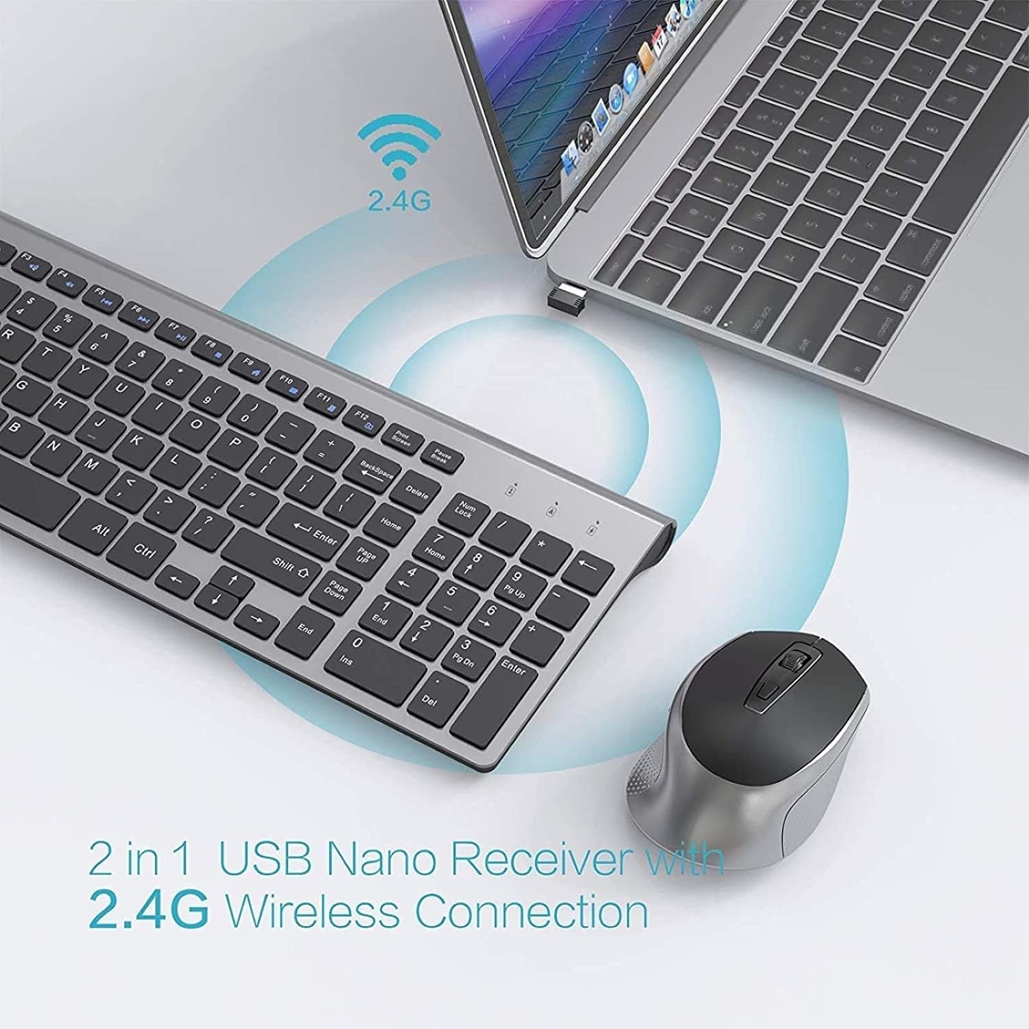 Wireless Keyboard & Mouse Combo | Ergonomic & Quiet 2.4G, a high - quality from 1Nook