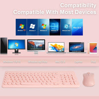 Wireless Keyboard & Mouse Combo | Pastel Pink 2.4G USB Ergonomic Full - Sized, a high - quality from 1Nook