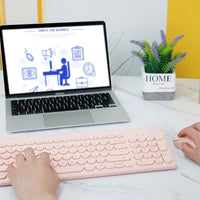 Wireless Keyboard & Mouse Combo | Pastel Pink 2.4G USB Ergonomic Full - Sized, a high - quality from 1Nook