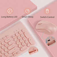 Wireless Keyboard & Mouse Combo | Pastel Pink 2.4G USB Ergonomic Full - Sized, a high - quality from 1Nook