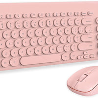 Wireless Keyboard & Mouse Combo | Pastel Pink 2.4G USB Ergonomic Full - Sized, a high - quality from 1Nook