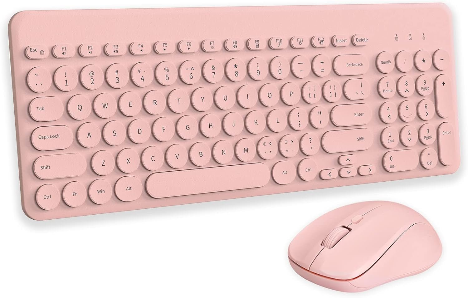 Wireless Keyboard & Mouse Combo | Pastel Pink 2.4G USB Ergonomic Full - Sized, a high - quality from 1Nook