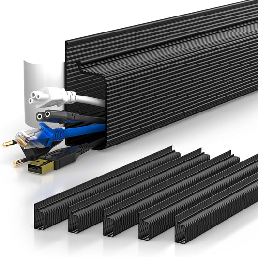 YECAYE 94 - inch J Channel Cable Raceway Kit | Self - Adhesive Under Desk Cord Hider for Office Wire Management (6 - Pack), a high - quality from 1Nook