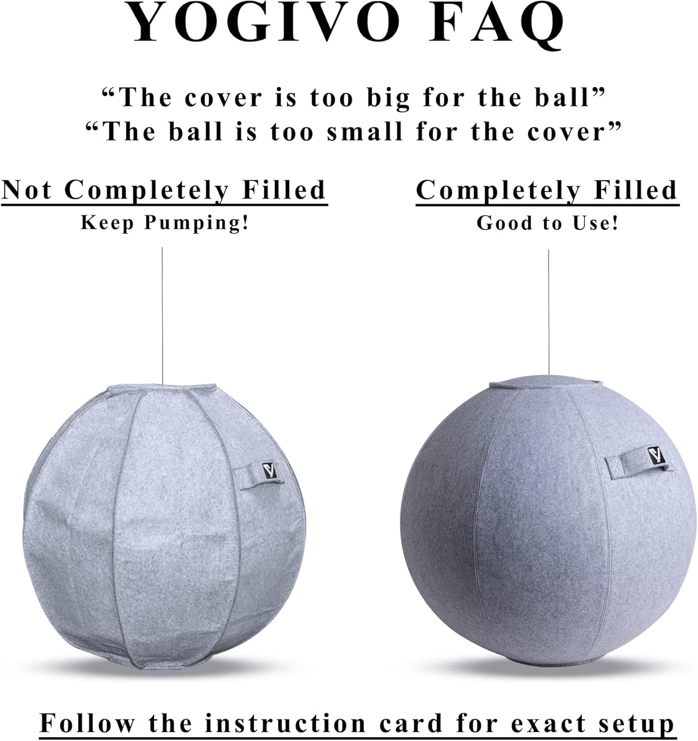 YOGIVO Ergonomic Sitting Ball Chair with Cover & Pump | Exercise Stability Ball for Home Office Desk & Yoga, a high - quality from 1Nook