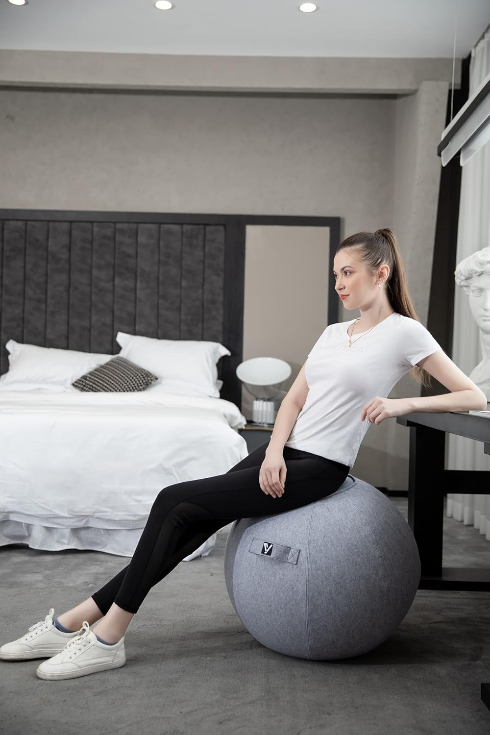 YOGIVO Ergonomic Sitting Ball Chair with Cover & Pump | Exercise Stability Ball for Home Office Desk & Yoga, a high - quality from 1Nook