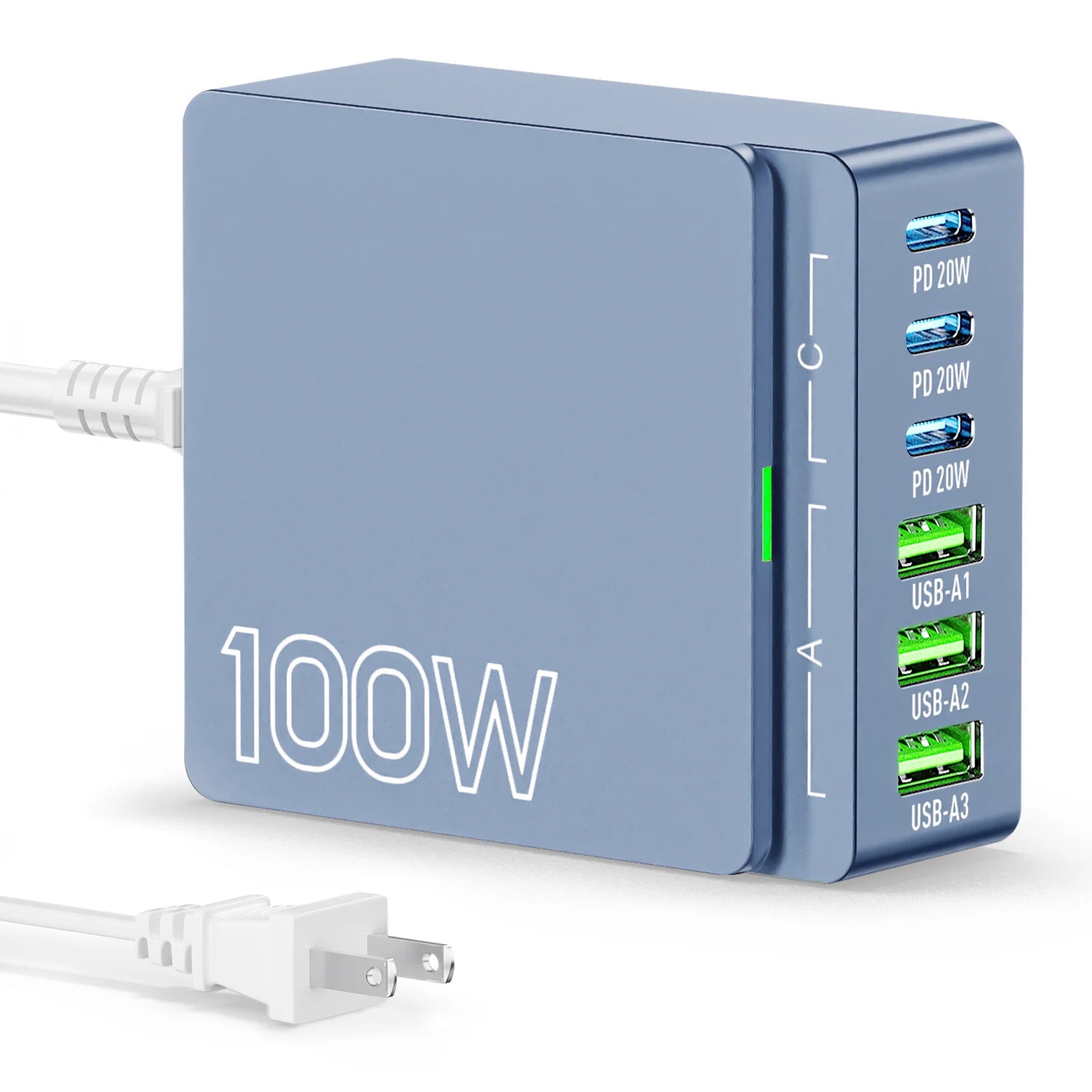 100W GaN Charging Station for Desk | 6 - Port USB C Desktop Fast Charger Hub for Multiple Devices, a high - quality from 1Nook