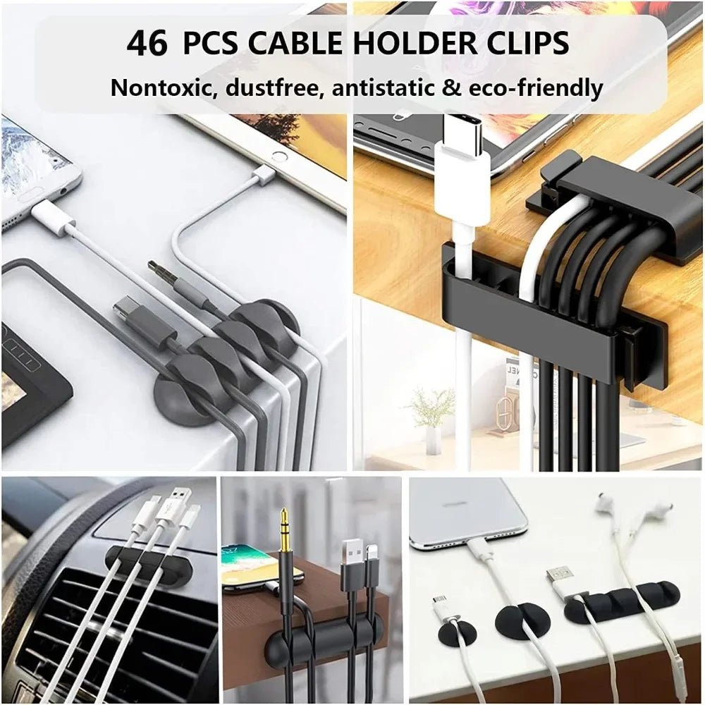 186 - Piece Complete Cable Management Kit | with Cable Sleeves, Adhesive Clips, and Reusable Wire Ties for Desk & TV, a high - quality from 1Nook
