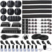 186 - Piece Complete Cable Management Kit | with Cable Sleeves, Adhesive Clips, and Reusable Wire Ties for Desk & TV, a high - quality from 1Nook