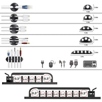186 - Piece Complete Cable Management Kit | with Cable Sleeves, Adhesive Clips, and Reusable Wire Ties for Desk & TV, a high - quality from 1Nook