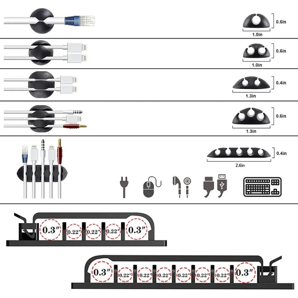 186 - Piece Complete Cable Management Kit | with Cable Sleeves, Adhesive Clips, and Reusable Wire Ties for Desk & TV, a high - quality from 1Nook