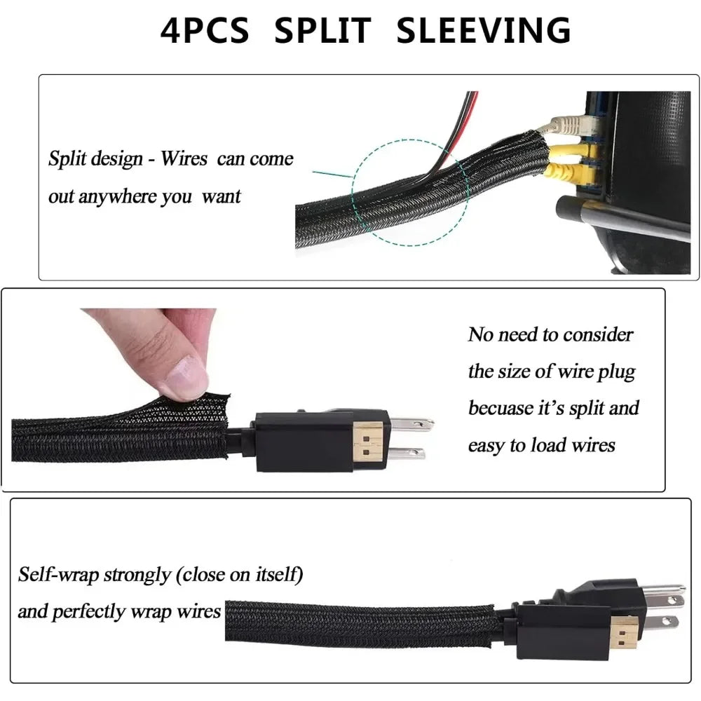 186 - Piece Complete Cable Management Kit | with Cable Sleeves, Adhesive Clips, and Reusable Wire Ties for Desk & TV, a high - quality from 1Nook