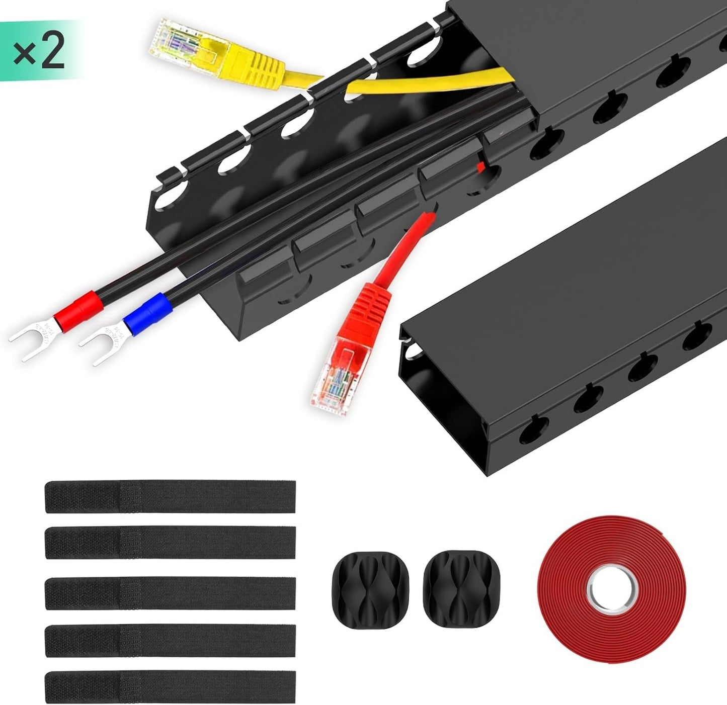31 - inch Open Slot Cable Raceway Kit | 2 - Pack Self - Adhesive Cord Hider & Under Desk Cable Management System, a high - quality from 1Nook