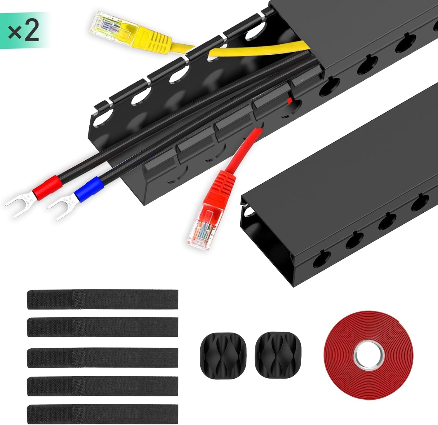 31 - inch Open Slot Cable Raceway Kit | 2 - Pack Self - Adhesive Cord Hider & Under Desk Cable Management System, a high - quality from 1Nook