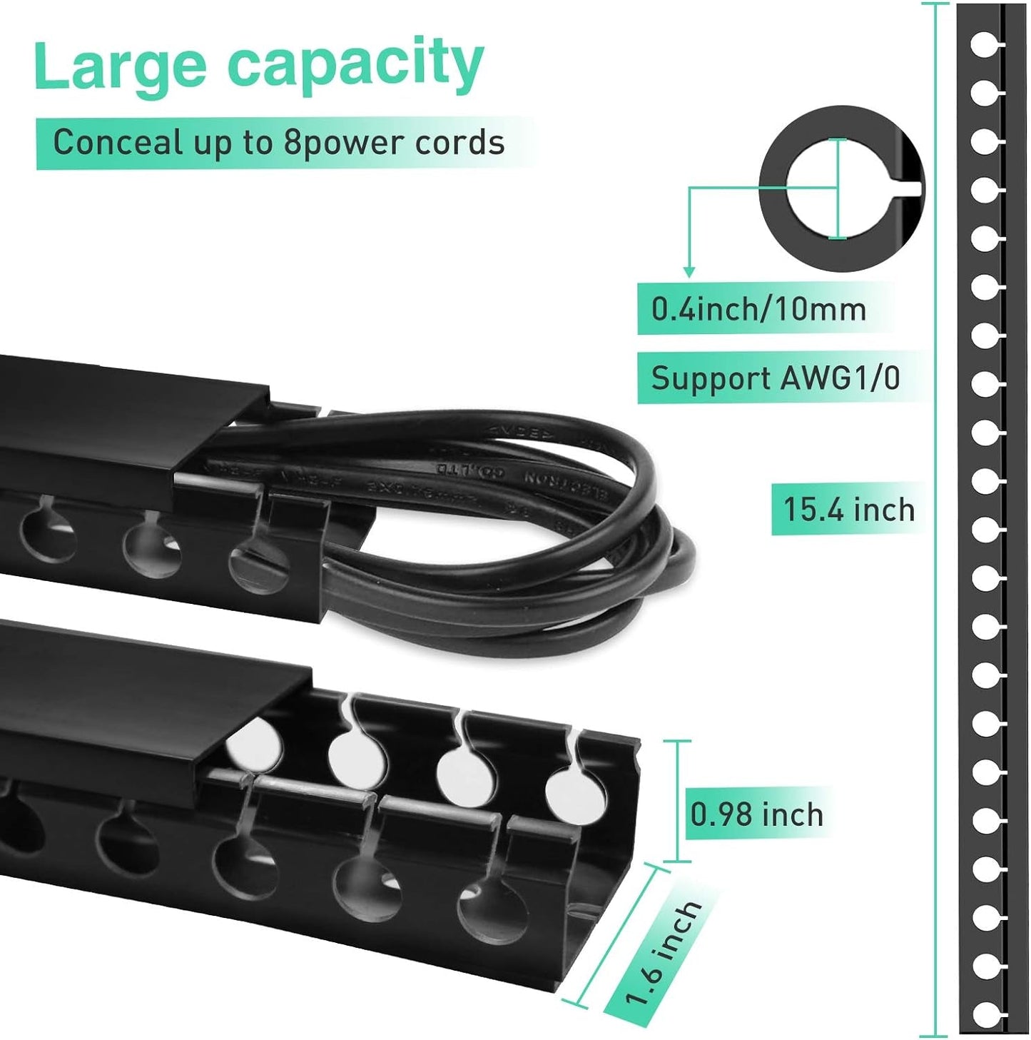 31 - inch Open Slot Cable Raceway Kit | 2 - Pack Self - Adhesive Cord Hider & Under Desk Cable Management System, a high - quality from 1Nook