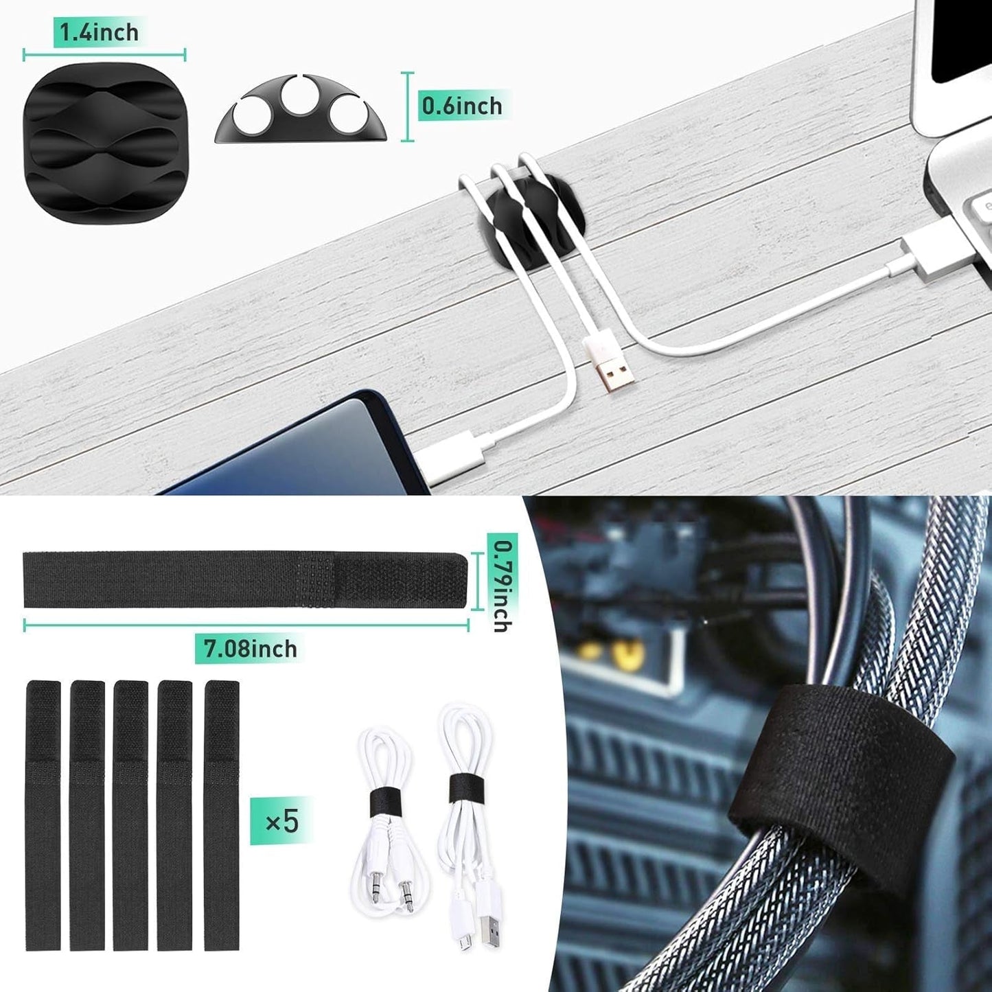 31 - inch Open Slot Cable Raceway Kit | 2 - Pack Self - Adhesive Cord Hider & Under Desk Cable Management System, a high - quality from 1Nook