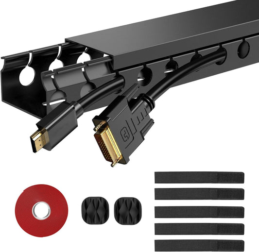 31 - inch Open Slot Cable Raceway Kit | 2 - Pack Self - Adhesive Cord Hider & Under Desk Cable Management System, a high - quality from 1Nook