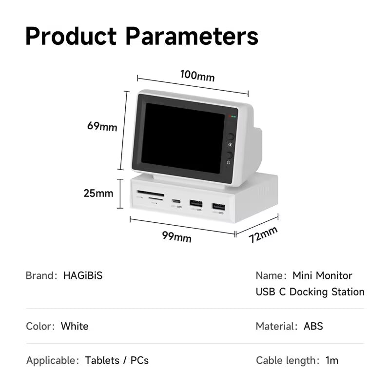 3.5 - inch IPS Mini Screen & USB - C Hub | Secondary PC Data Monitor for CPU, RAM, and Weather Display, a high - quality from 1Nook