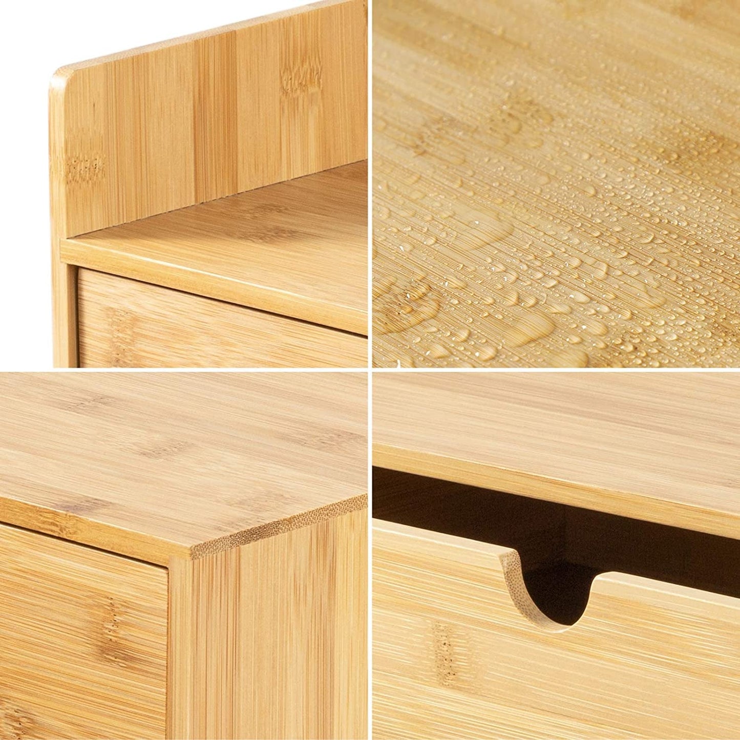 Bamboo Desk Organizer with 3 Drawers and Shelf | Wooden Desktop Storage Box for Home Office Supplies, a high - quality from 1Nook