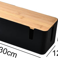 Cable Management Box with Bamboo Lid | Small Cord Hider & Organizer for Extension Cord and Surge Protector (Black), a high - quality from 1Nook