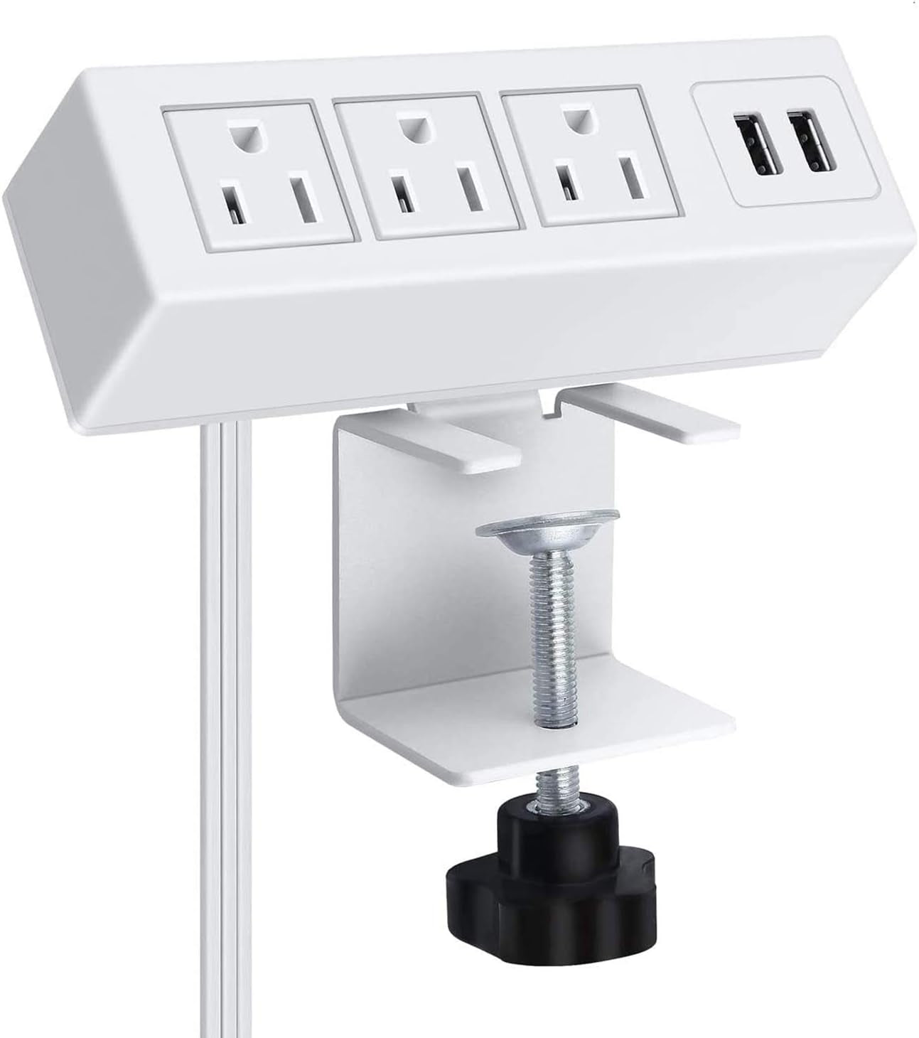 CCCEI Desk Clamp Power Strip with 3 Outlets & 2 USB Ports | Edge Mount Surge Protector with 6ft Cord (1200J), a high - quality from 1Nook