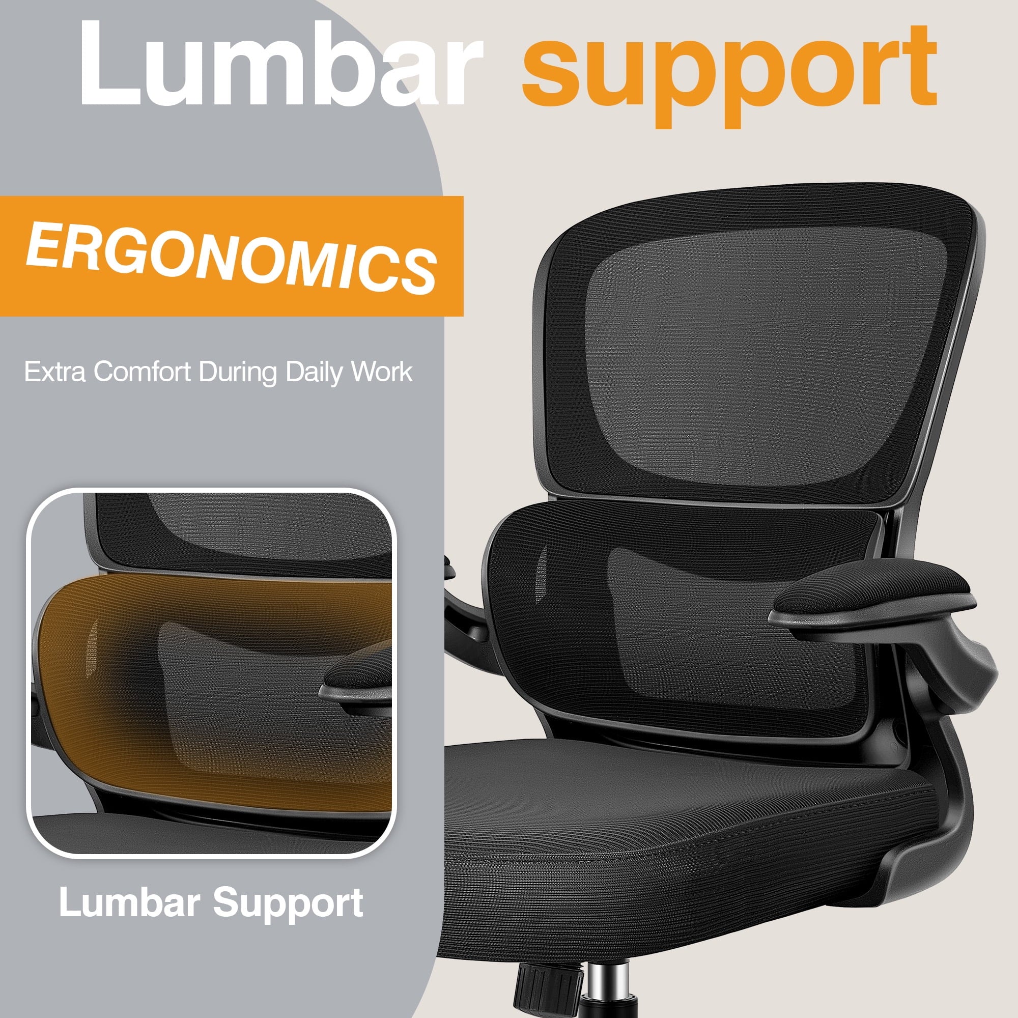 COOLHUT Ergonomic Mid - Back Mesh Desk Chair | with Reclining Function & Adjustable Armrests, a high - quality from 1Nook