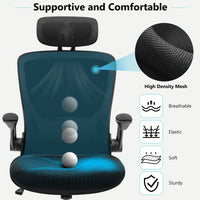 COOLHUT High - Back Ergonomic Office Chair | Breathable Mesh Desk Chair with Flip - Up Arms & Lumbar Support (Black), a high - quality from 1Nook