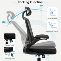 COOLHUT High - Back Ergonomic Office Chair | Breathable Mesh Desk Chair with Flip - Up Arms & Lumbar Support (Black), a high - quality from 1Nook