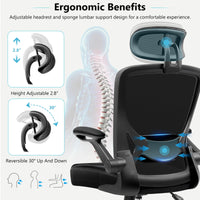 COOLHUT High - Back Ergonomic Office Chair | Breathable Mesh Desk Chair with Flip - Up Arms & Lumbar Support (Black), a high - quality from 1Nook