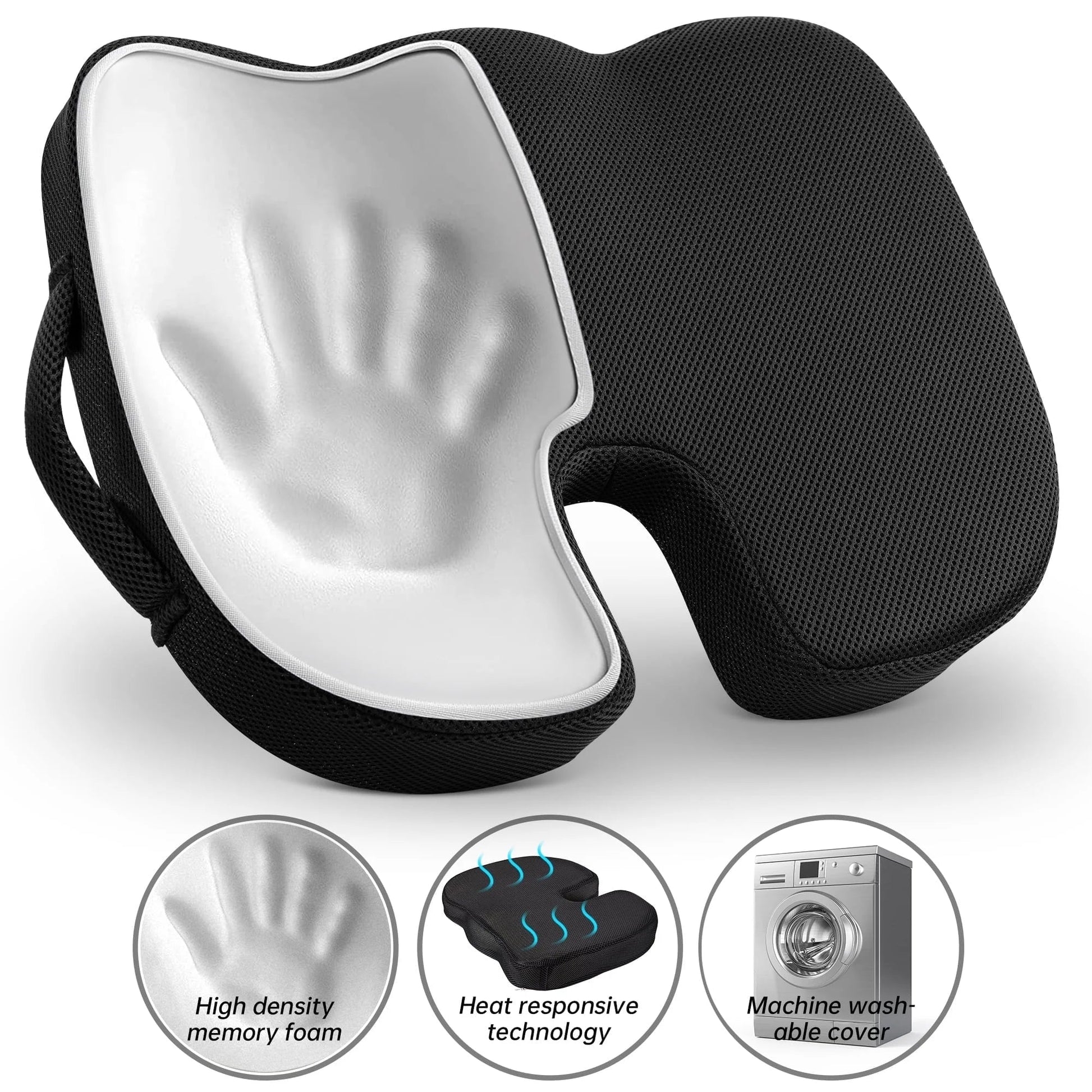 Cooling Gel Memory Foam Seat Cushion | U - Shaped Ergonomic Pillow for Office Chair & Car Tailbone Pain Relief, a high - quality from 1Nook