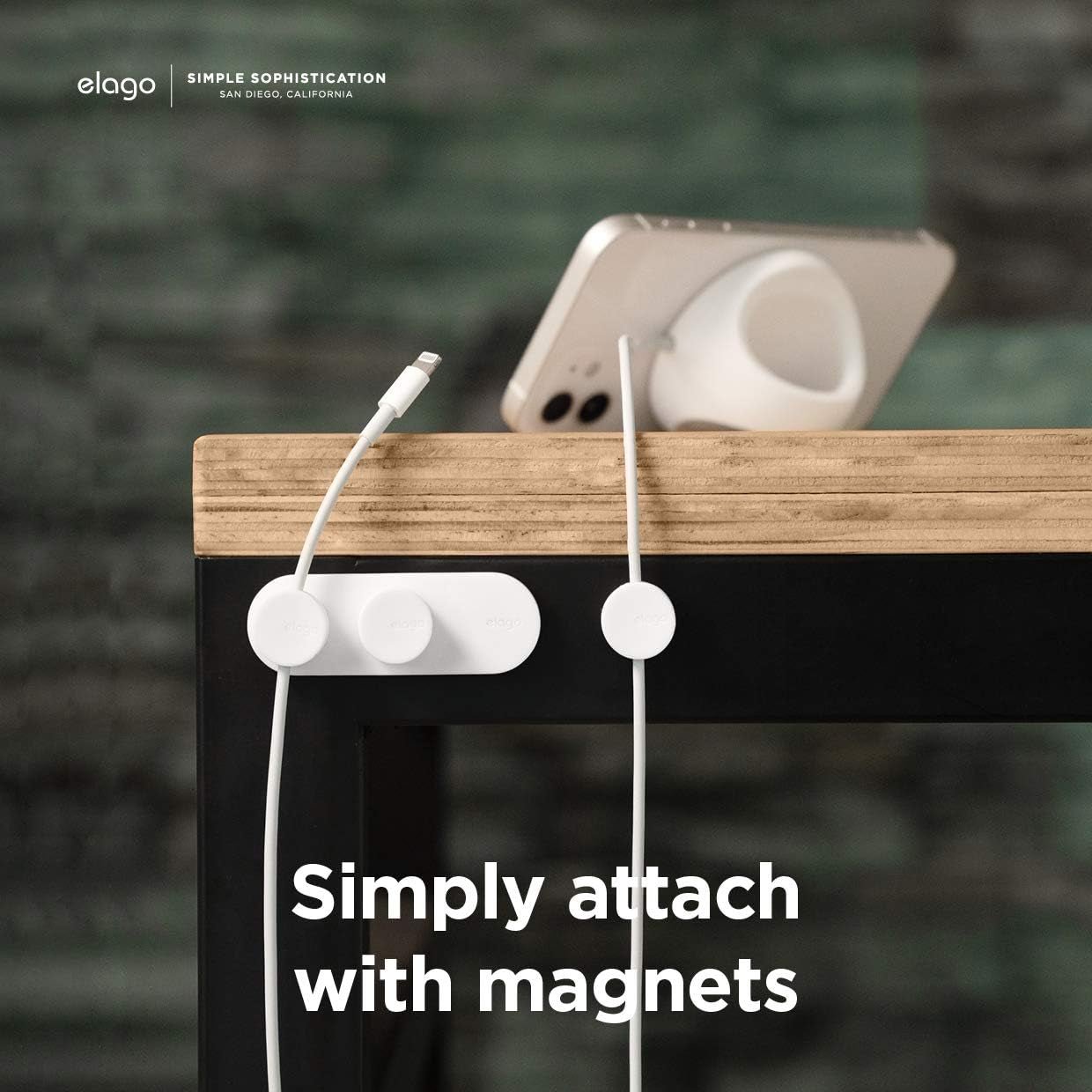elago Magnetic Cable Management Buttons (Black) | 3 - Pack Cord Holder with Adhesive Metal Bar for Desk Organization, a high - quality from 1Nook