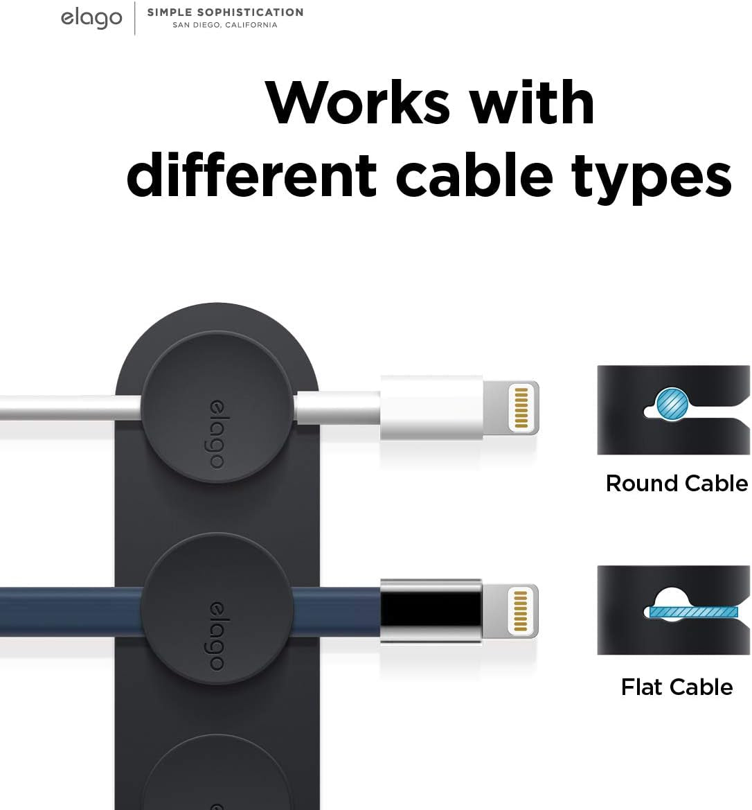 elago Magnetic Cable Management Buttons (Black) | 3 - Pack Cord Holder with Adhesive Metal Bar for Desk Organization, a high - quality from 1Nook