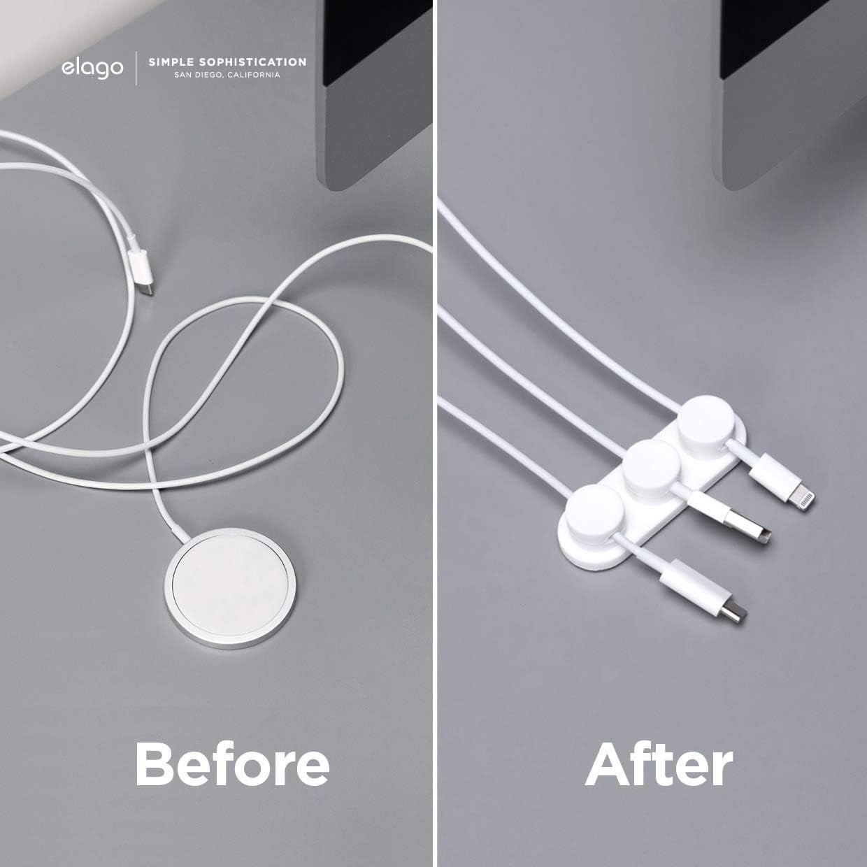 elago Magnetic Cable Management Buttons (Black) | 3 - Pack Cord Holder with Adhesive Metal Bar for Desk Organization, a high - quality from 1Nook