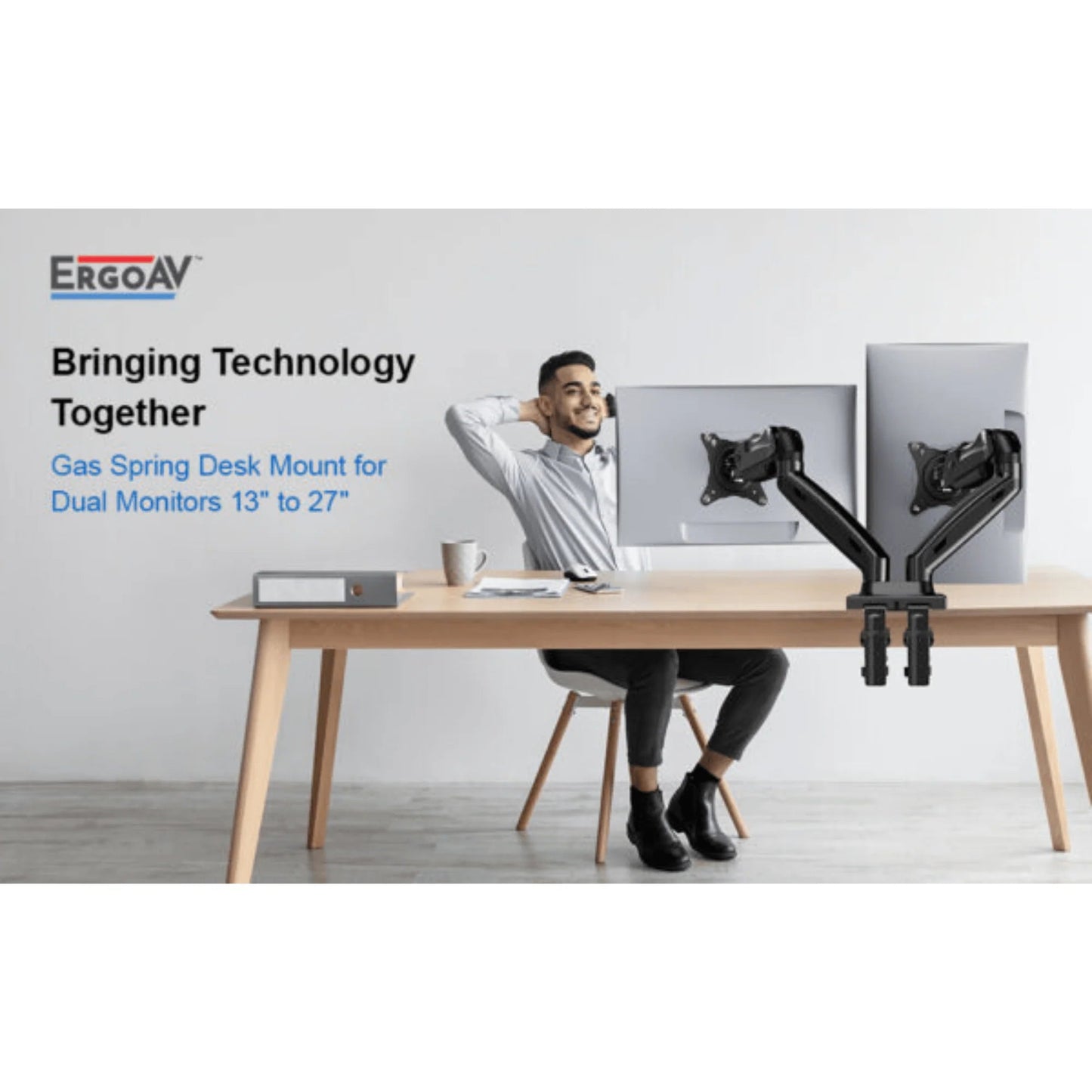 ErgoAV Gas Spring Desk Mount for Dual Monitors 13" to 27", a high - quality from 1Nook