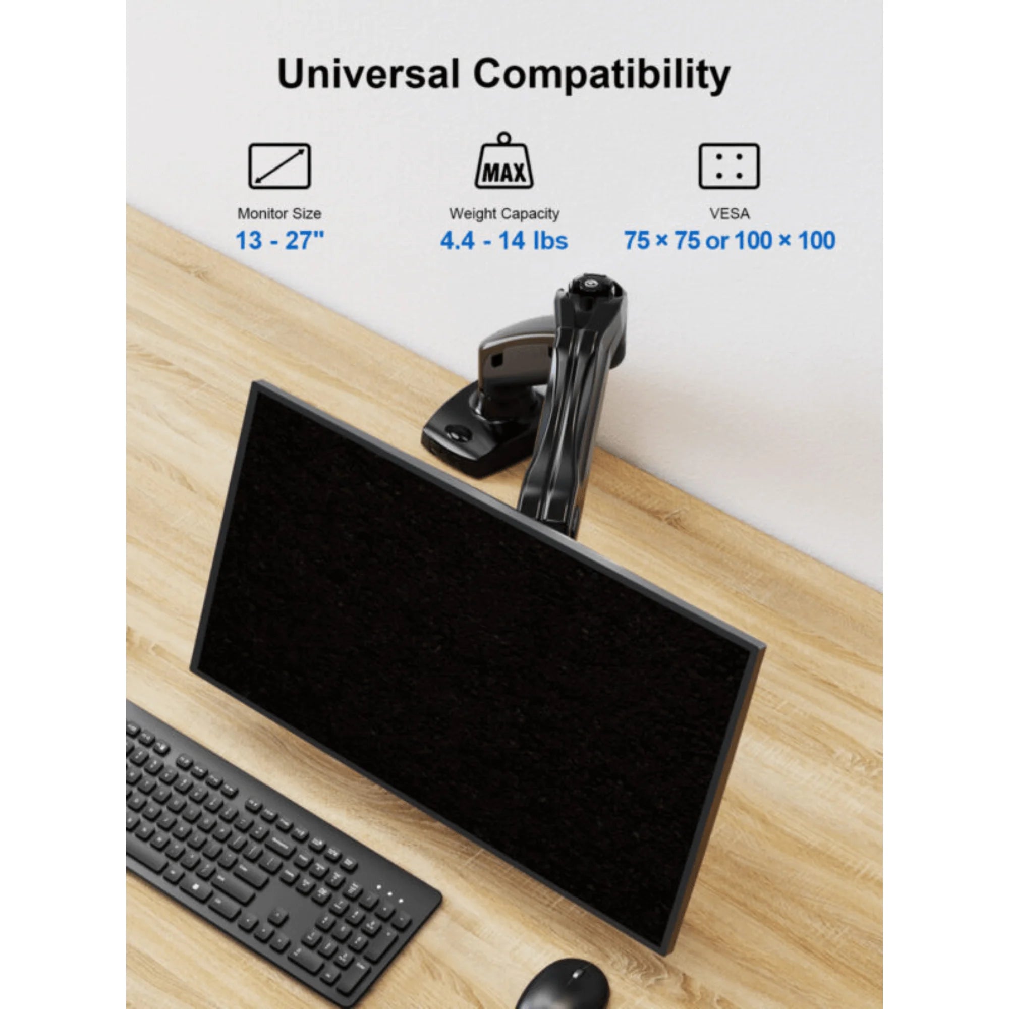 ErgoAV Gas Spring Desk Mount for Single Monitors 13" to 27", a high - quality from 1Nook