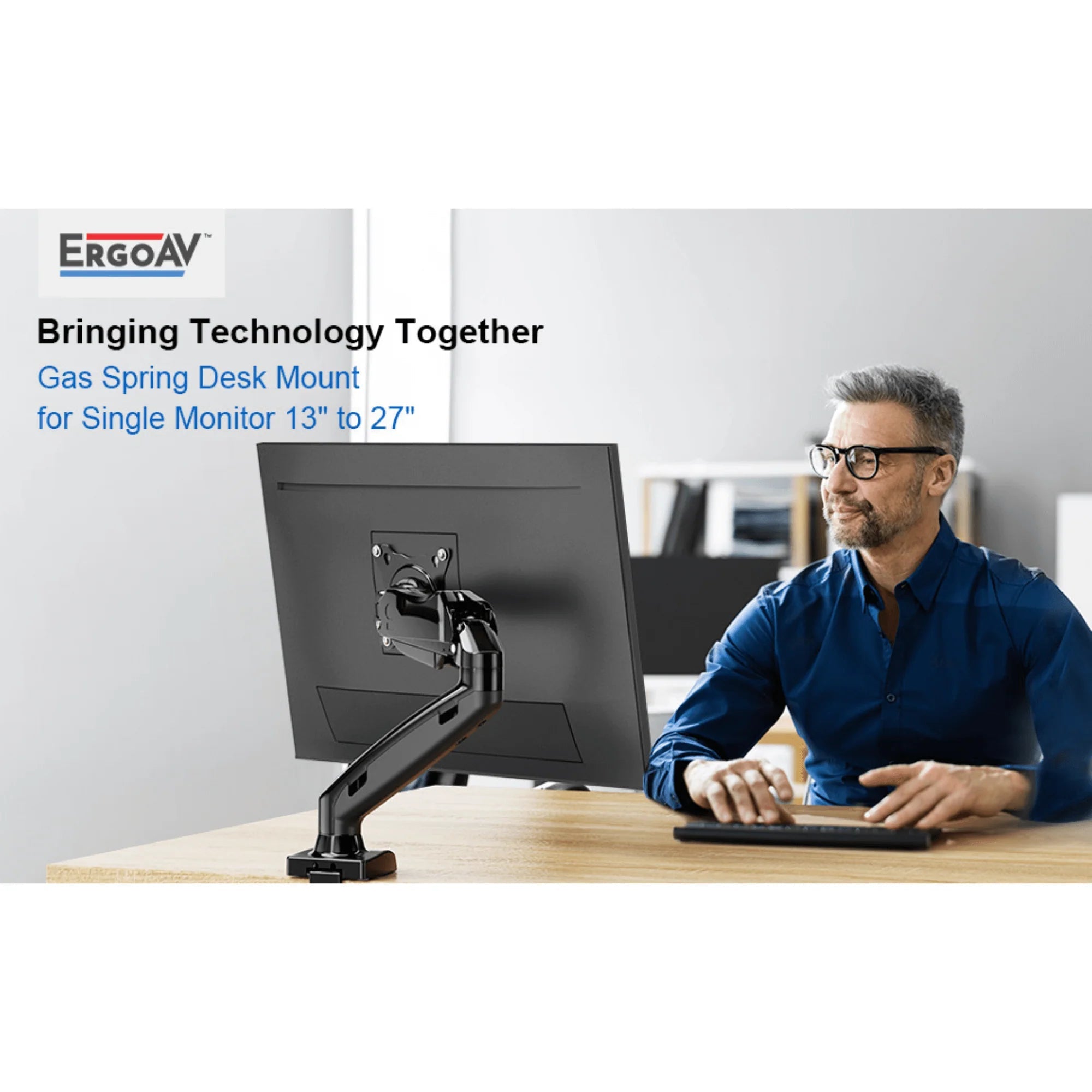 ErgoAV Gas Spring Desk Mount for Single Monitors 13" to 27", a high - quality from 1Nook