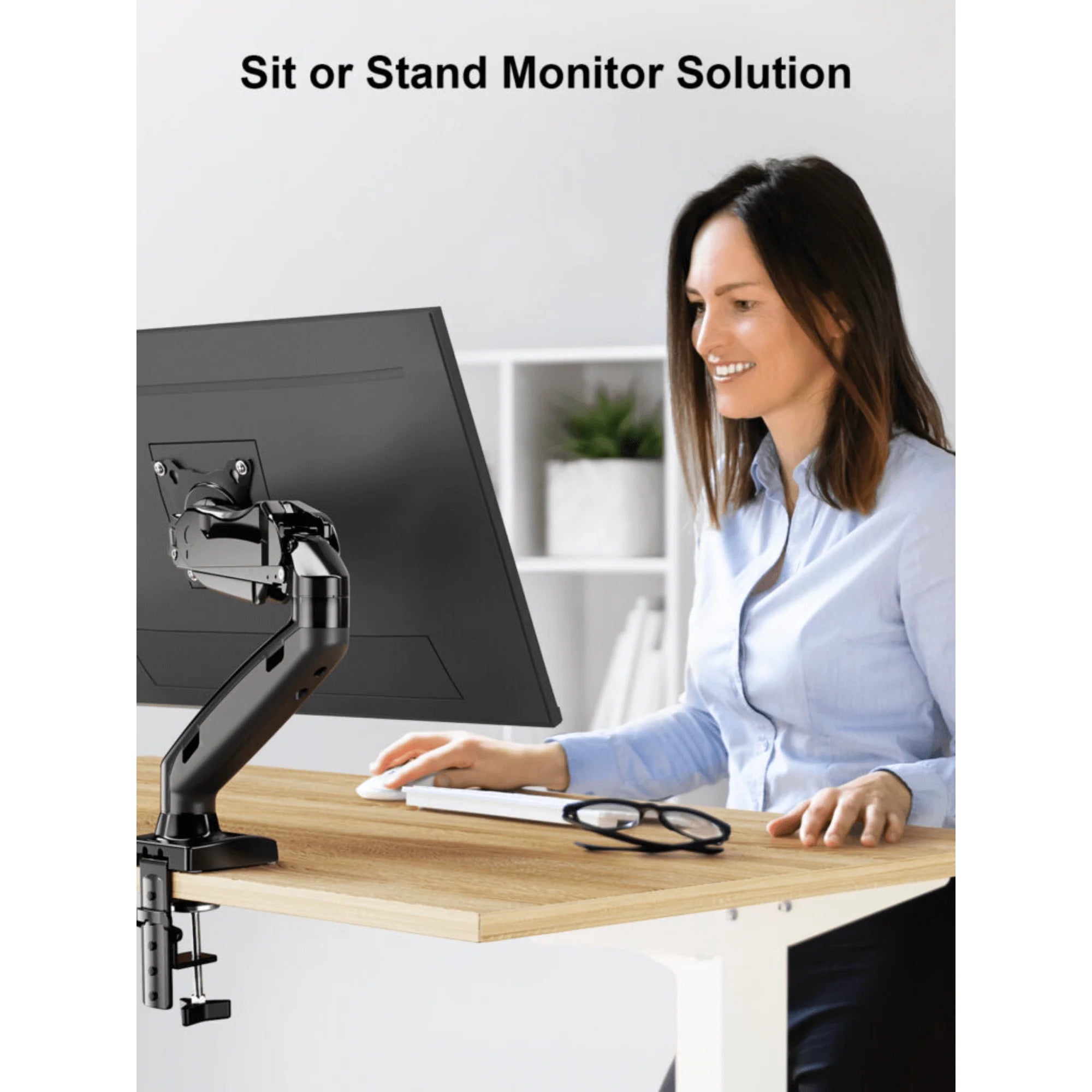 ErgoAV Gas Spring Desk Mount for Single Monitors 13" to 27", a high - quality from 1Nook