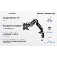ErgoAV Gas Spring Desk Mount for Single Monitors 13" to 27", a high - quality from 1Nook