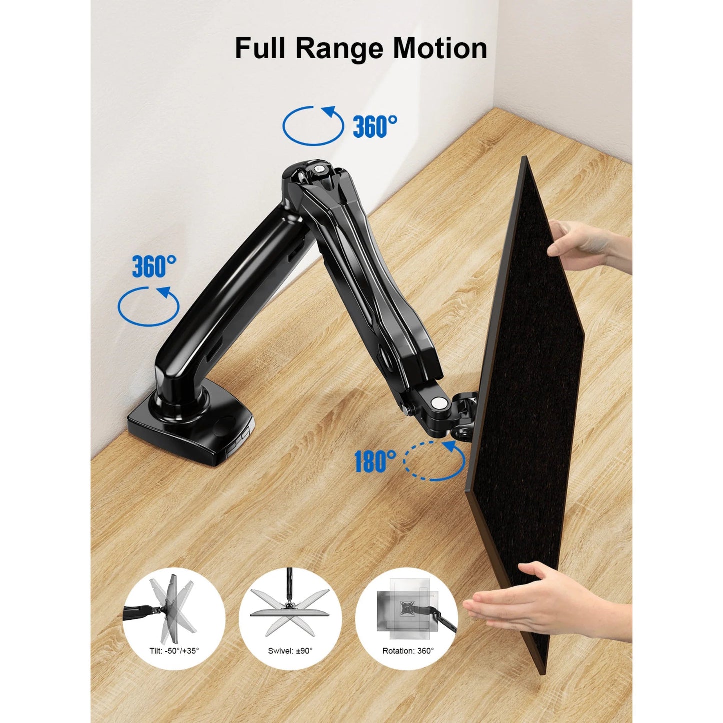 ErgoAV Gas Spring Desk Mount for Single Monitors 13" to 27", a high - quality from 1Nook