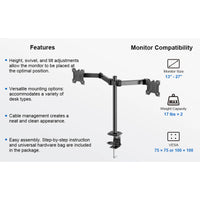 ErgoAV Motion Desk Stand for Dual Monitors 13" to 27" up to 17Lbs, a high - quality from 1Nook