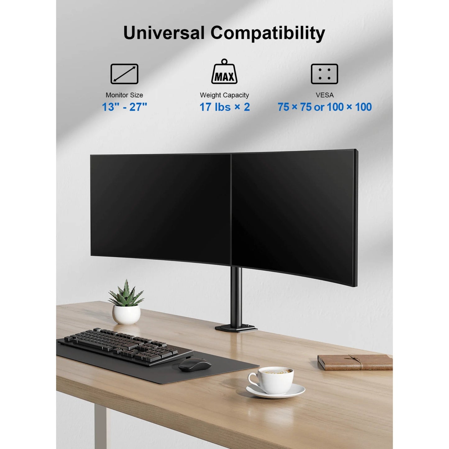 ErgoAV Motion Desk Stand for Dual Monitors 13" to 27" up to 17Lbs, a high - quality from 1Nook