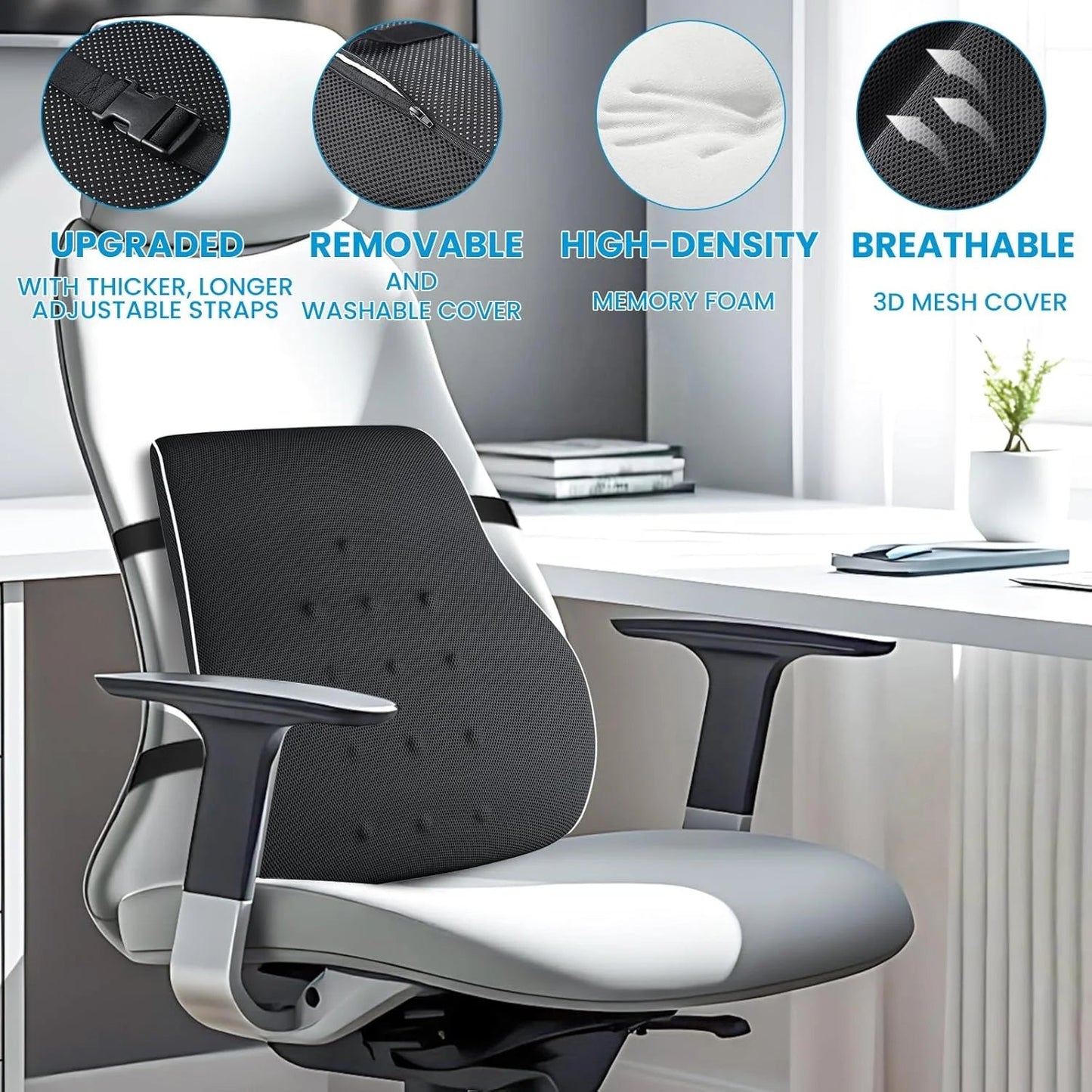 Ergonomic Lumbar Support Pillow for Office Chair & Car | Memory foam Back Cushion for Lower Back Pain Relief, a high - quality from 1Nook