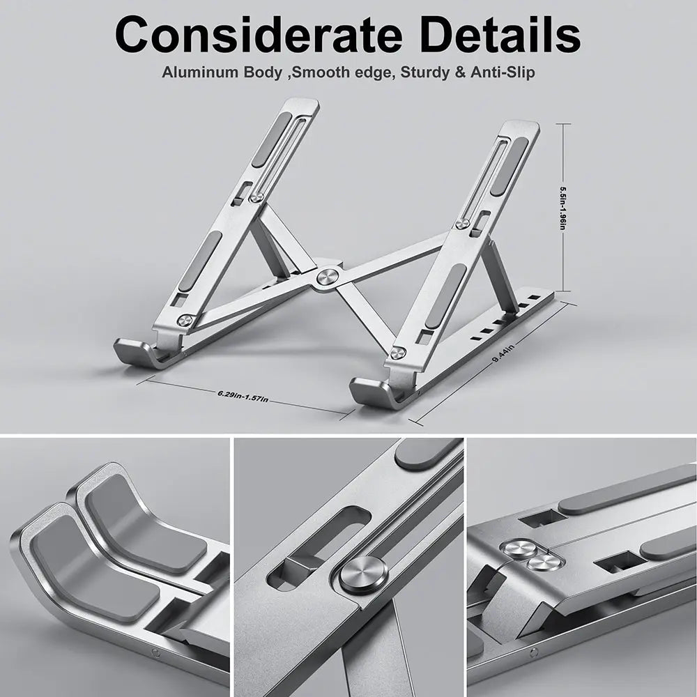 Foldable Aluminum Laptop Stand | Portable & Ergonomic Notebook Riser for Desk, compatible with MacBook Air/Pro, a high - quality from 1Nook