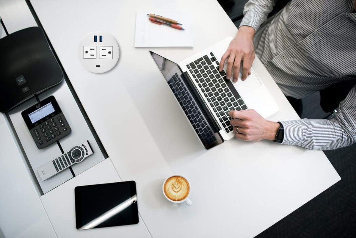 KungFuKing Recessed Power Grommet with USB C | Flush Mount In - Desk Outlet with 2 AC & 3 USB Ports, a high - quality from 1Nook