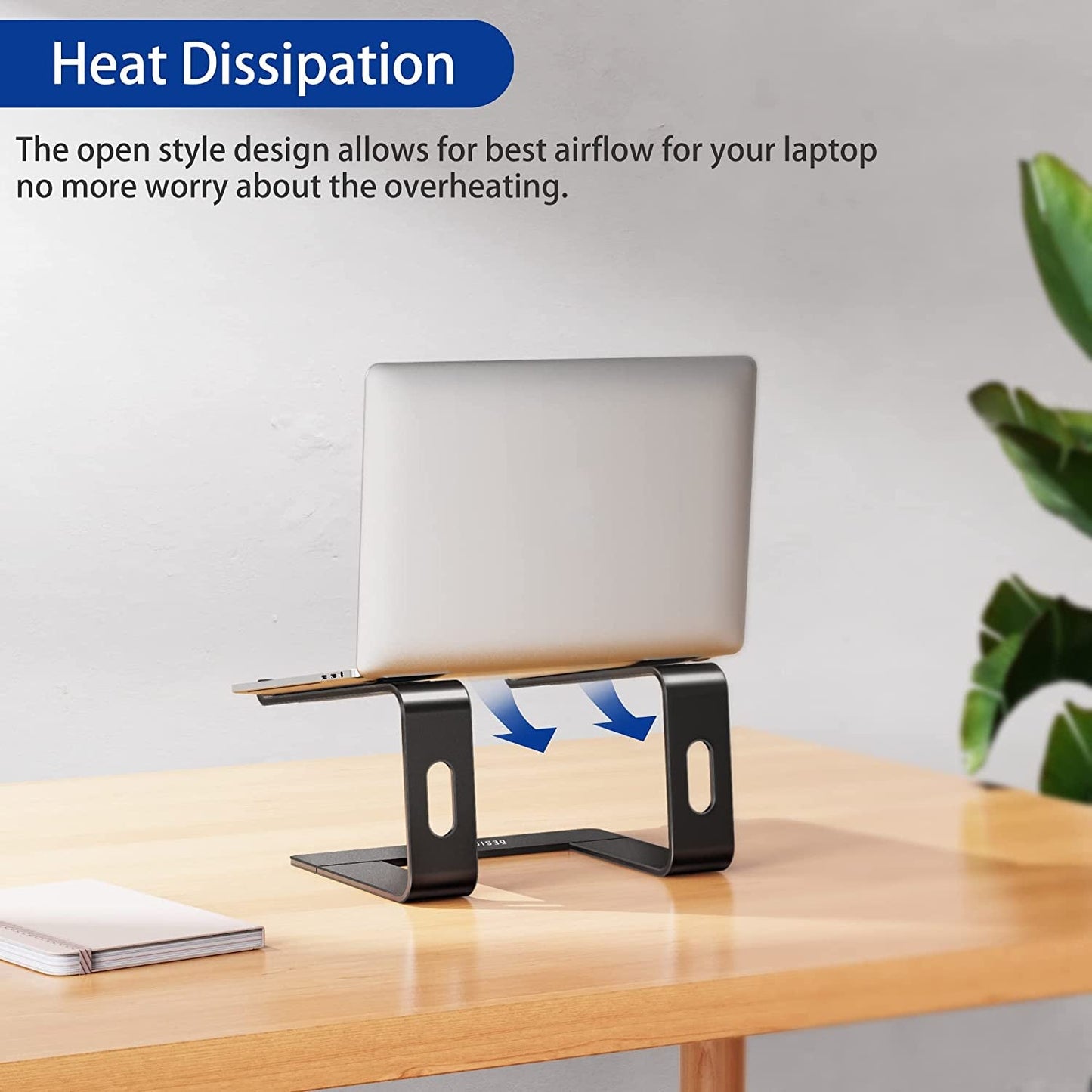 LS03 Ergonomic Aluminum Laptop Stand (Black) 10 - 15.6", a high - quality from 1Nook