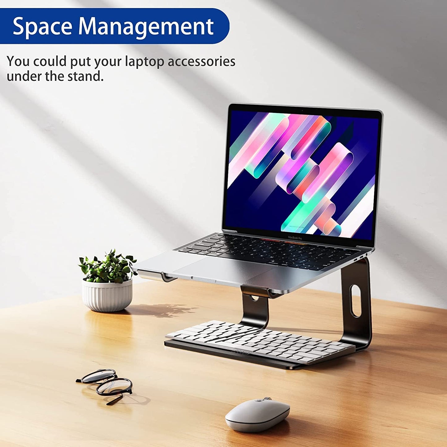 LS03 Ergonomic Aluminum Laptop Stand (Black) 10 - 15.6", a high - quality from 1Nook