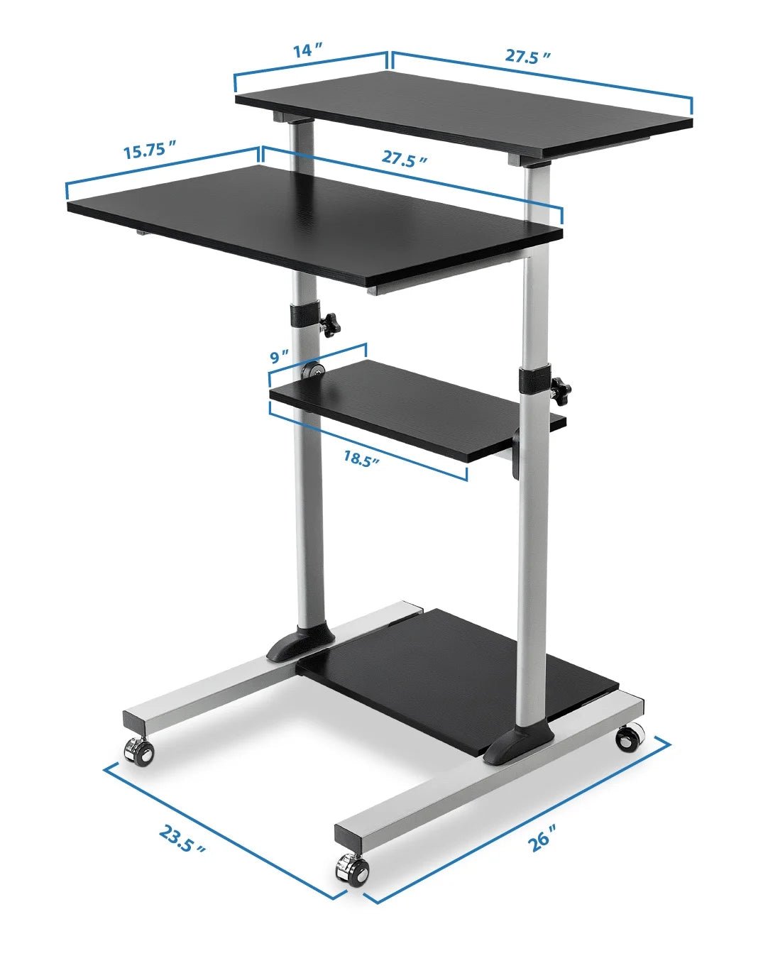 Mount - It MI - 7940 Mobile Standing Desk & Rolling Workstation | Height Adjustable Presentation Cart with 4 Shelves, a high - quality from 1Nook