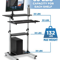 Mount - It MI - 7940 Mobile Standing Desk & Rolling Workstation | Height Adjustable Presentation Cart with 4 Shelves, a high - quality from 1Nook