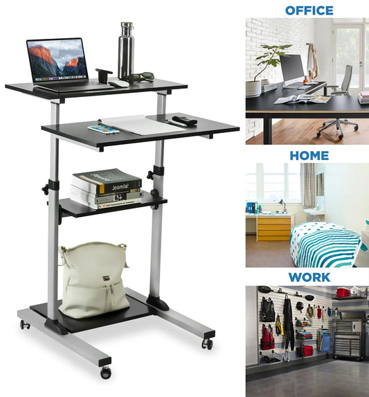 Mount - It MI - 7940 Mobile Standing Desk & Rolling Workstation | Height Adjustable Presentation Cart with 4 Shelves, a high - quality from 1Nook