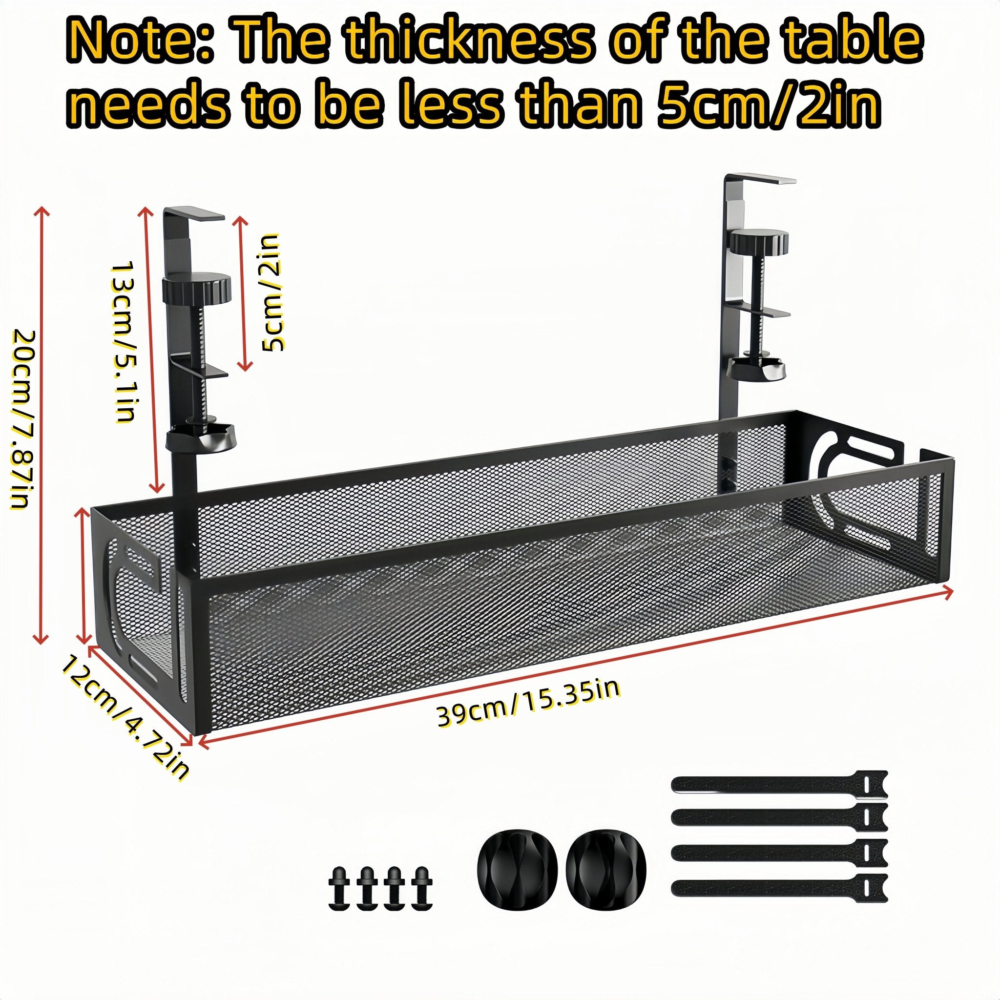 No - Drill Under Desk Cable Management Tray | Clamp - On Cord Organizer & Raceway for Office and Standing Desks, a high - quality from 1Nook